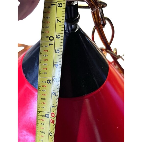Vintage Mid Century Modern Danish Swag Lamp Metal Red - Picture 14 of 14